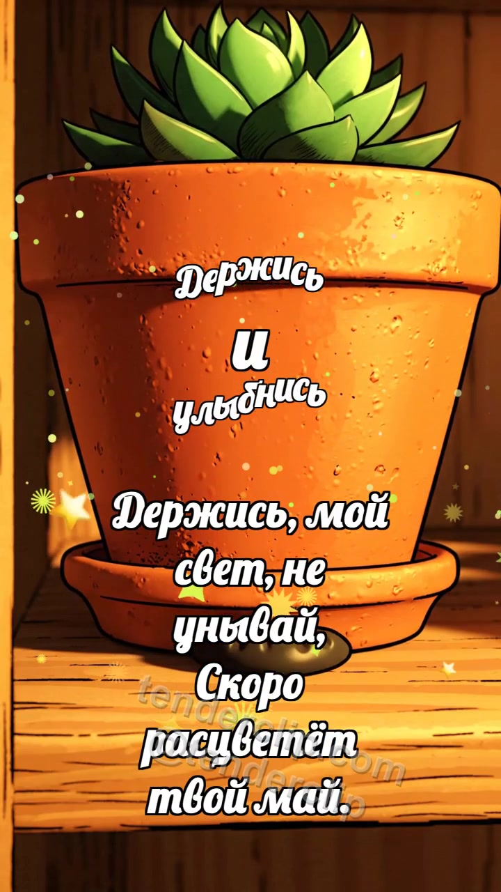 Анимационная открытка на тему Держись и улыбнись: Резиновая опора держит горшок
