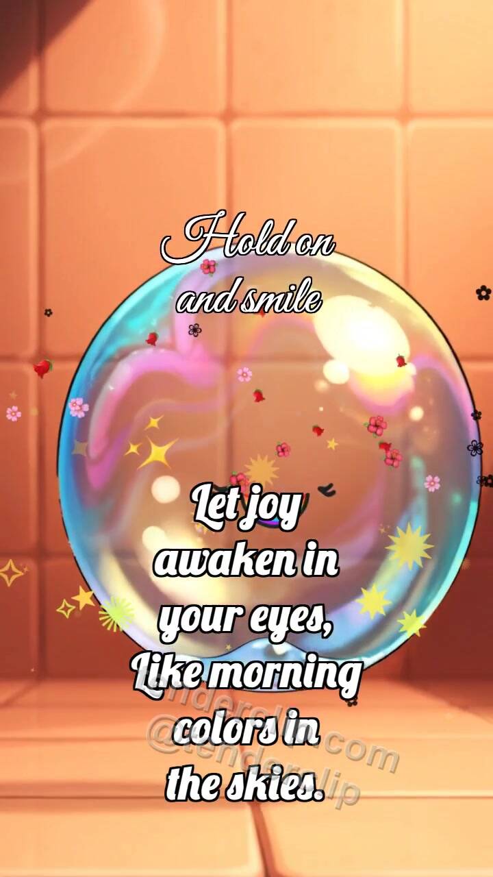 Animated greeting card about Hold on and smile: Soap Bubble Catches Rainbow