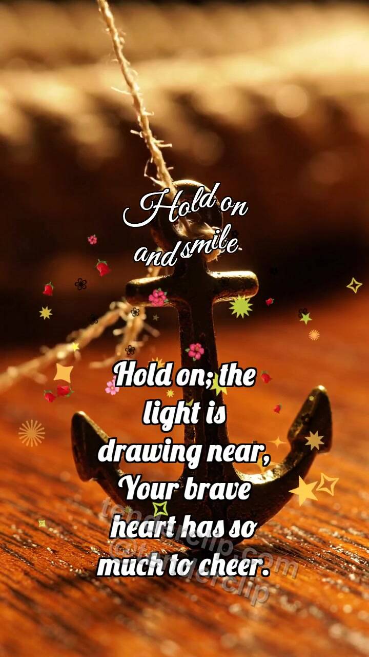 Animated greeting card about Hold on and smile: Tiny Anchor Holds Thread