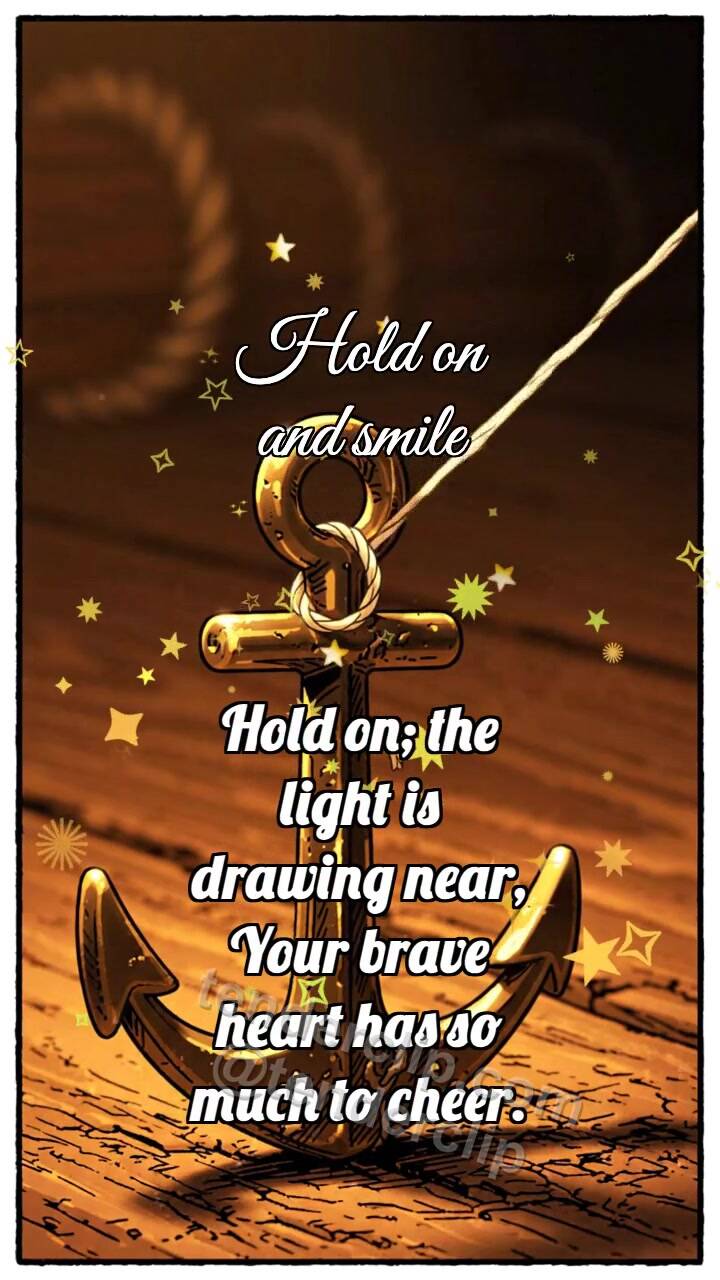 Animated greeting card about Hold on and smile: Tiny Anchor Holds Thread