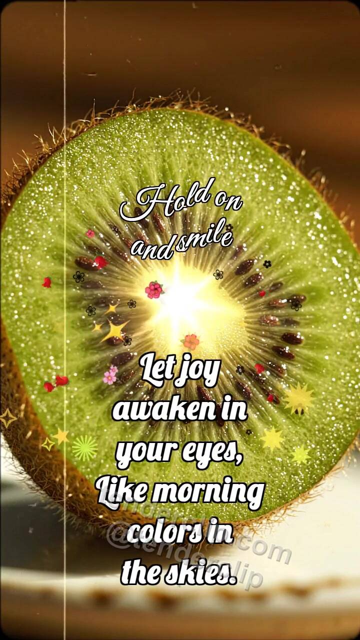 Animated greeting card about Hold on and smile: Kiwi Slice Catches Gleam