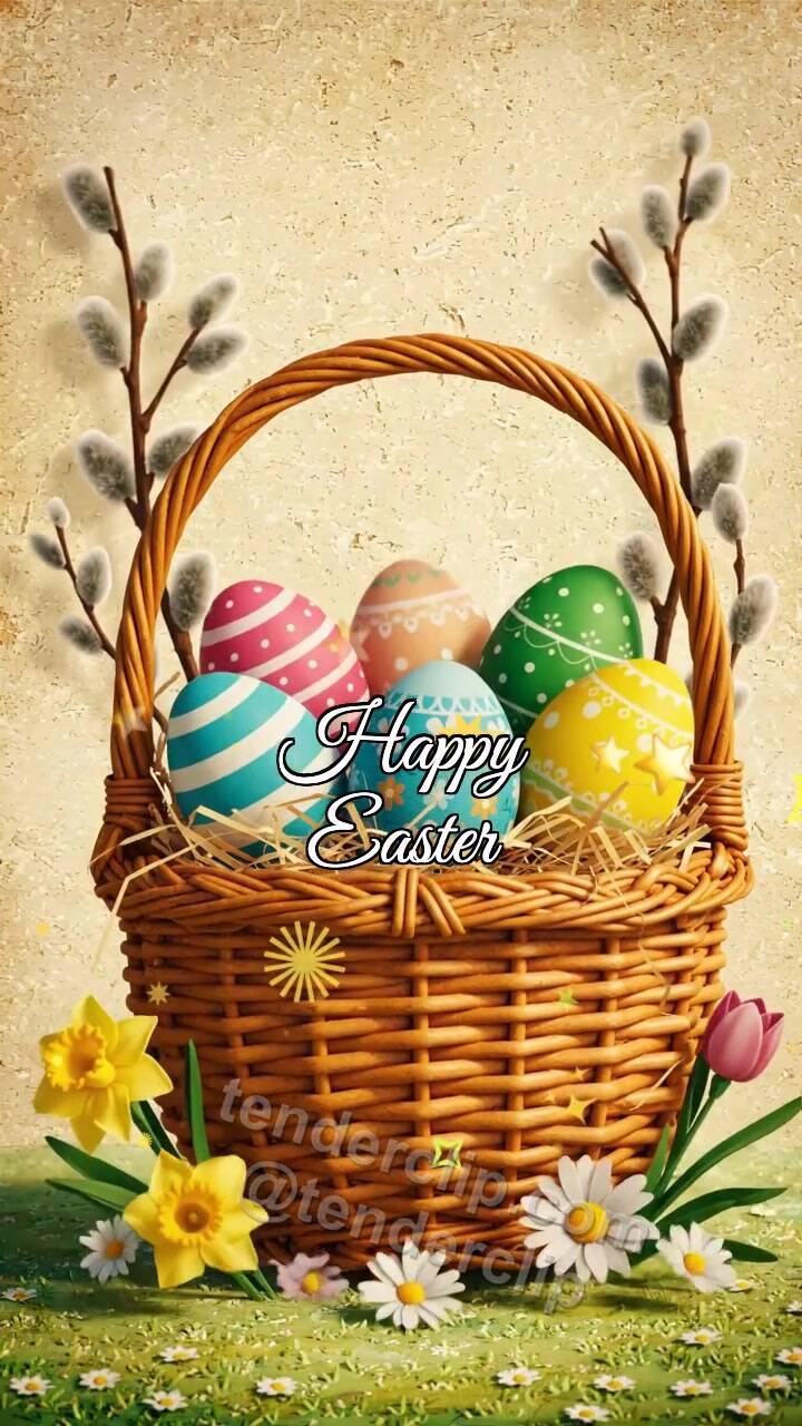 Animated greeting card about Happy Easter: final holiday reveal