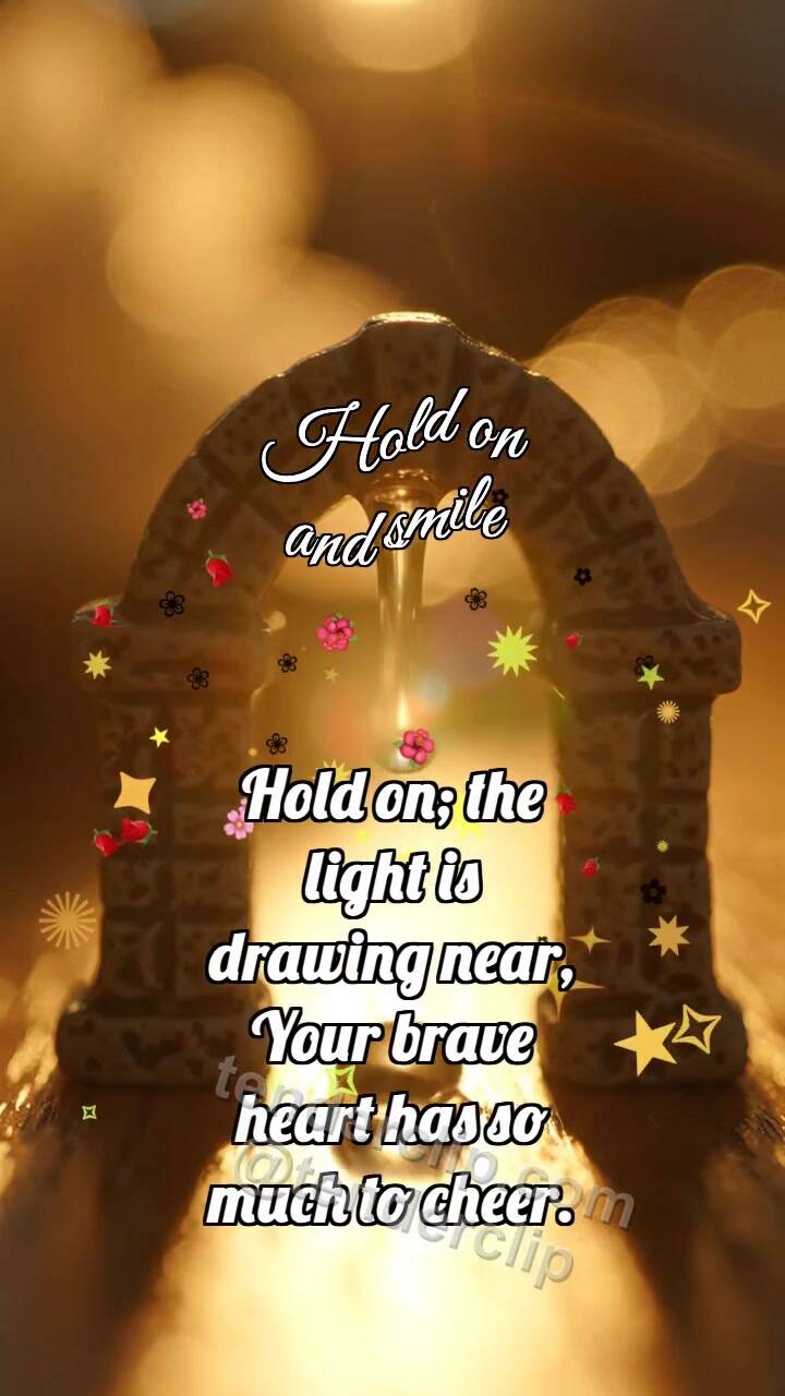 Animated greeting card about Hold on and smile: Stone Arch Holds Drop