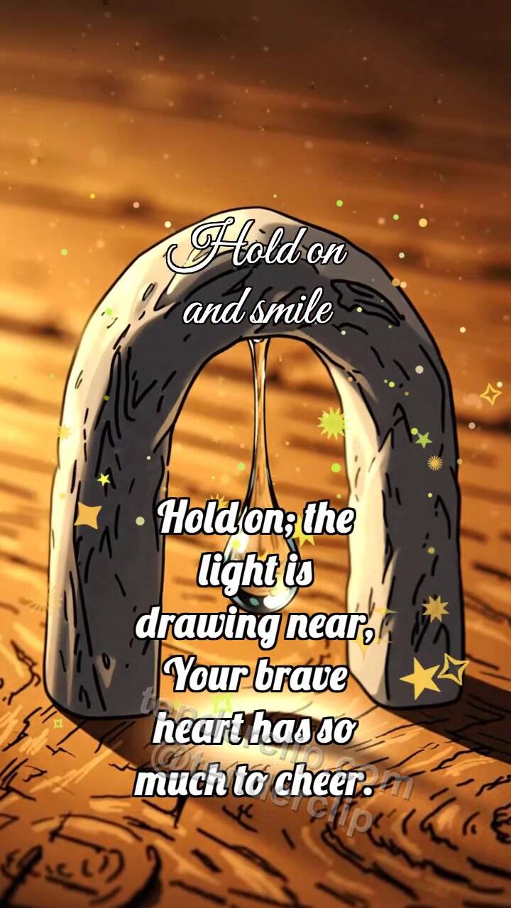 Animated greeting card about Hold on and smile: Stone Arch Holds Drop