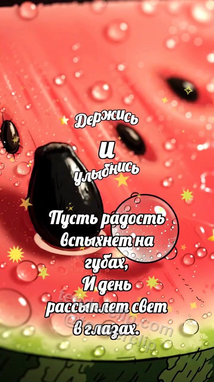 Анимационная открытка на тему Держись и улыбнись: Арбузная косточка подпрыгивает