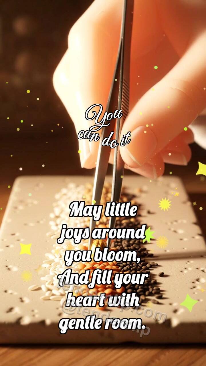 Animated greeting card about You can do it: Tweezers Choose Grain