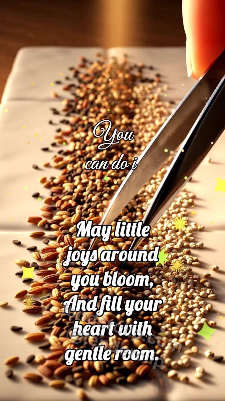 Animated greeting card about You can do it: Tweezers Choose Grain