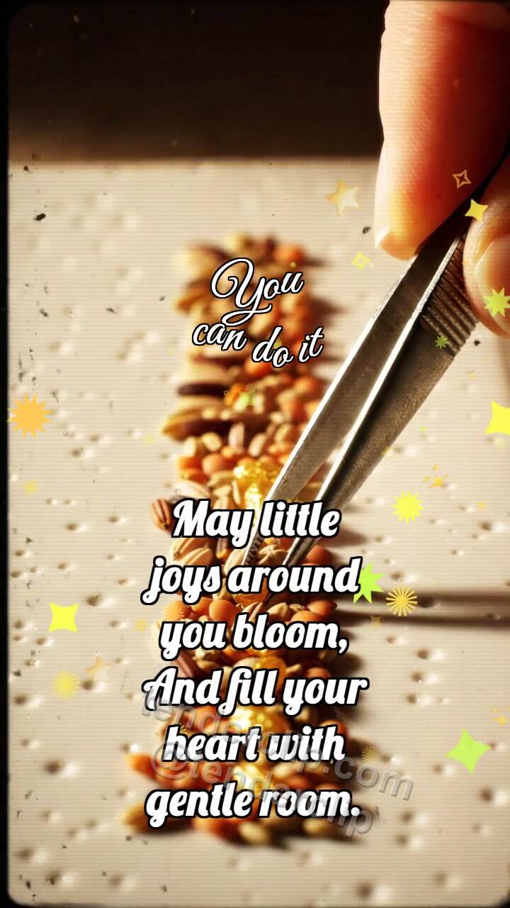 Animated greeting card about You can do it: Tweezers Choose Grain