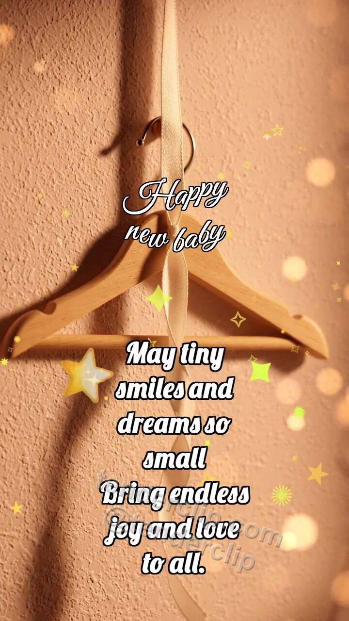 Animated greeting card about Happy new baby: Soft Hanger Welcomes Ribbon