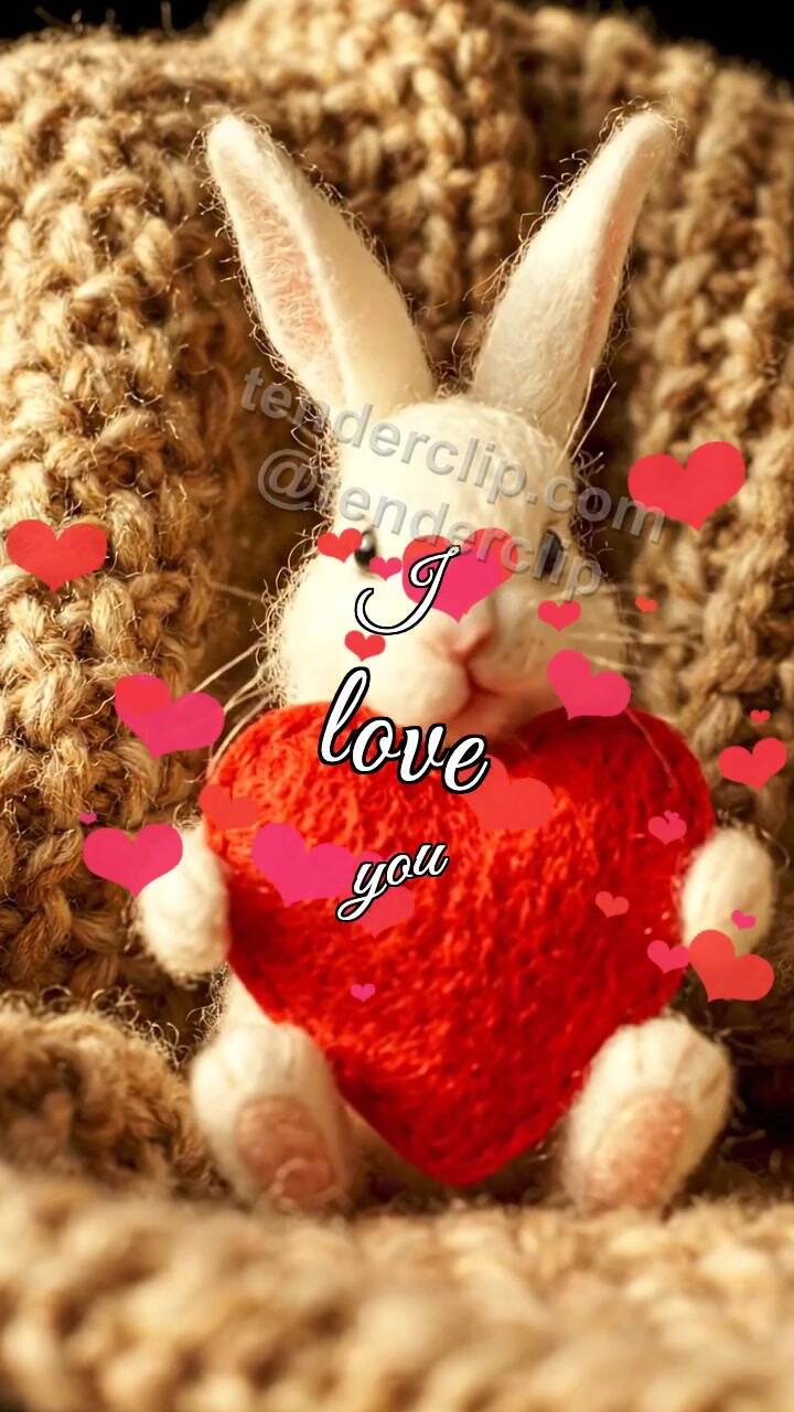 Animated greeting card about I love you: Shy Bunny Heart