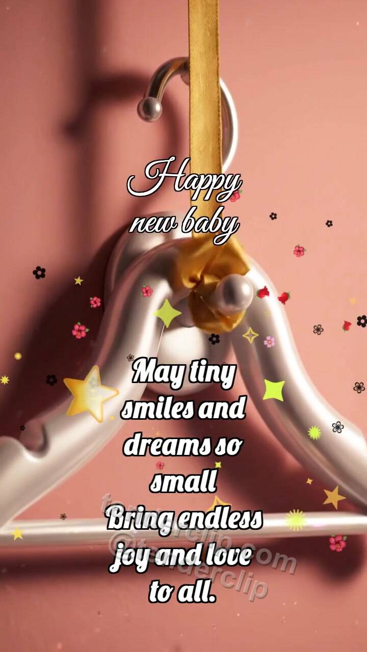 Animated greeting card about Happy new baby: Soft Hanger Welcomes Ribbon