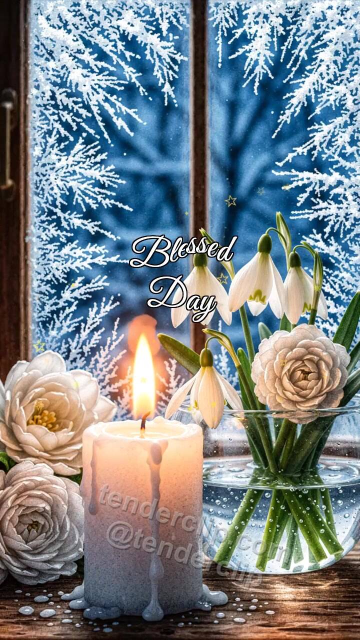 Animated greeting card about Blessed Day: candle shares warm light