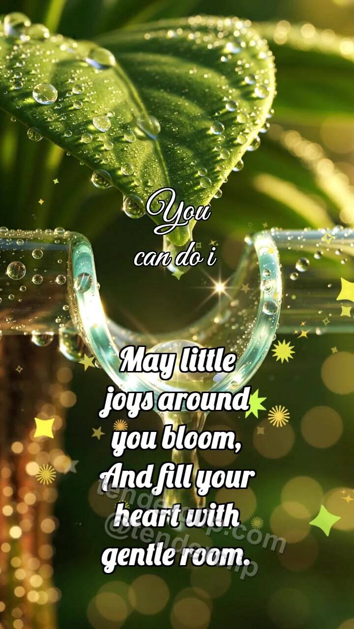 Animated greeting card about You can do it: Glass Gutter Gathers Dewdrops