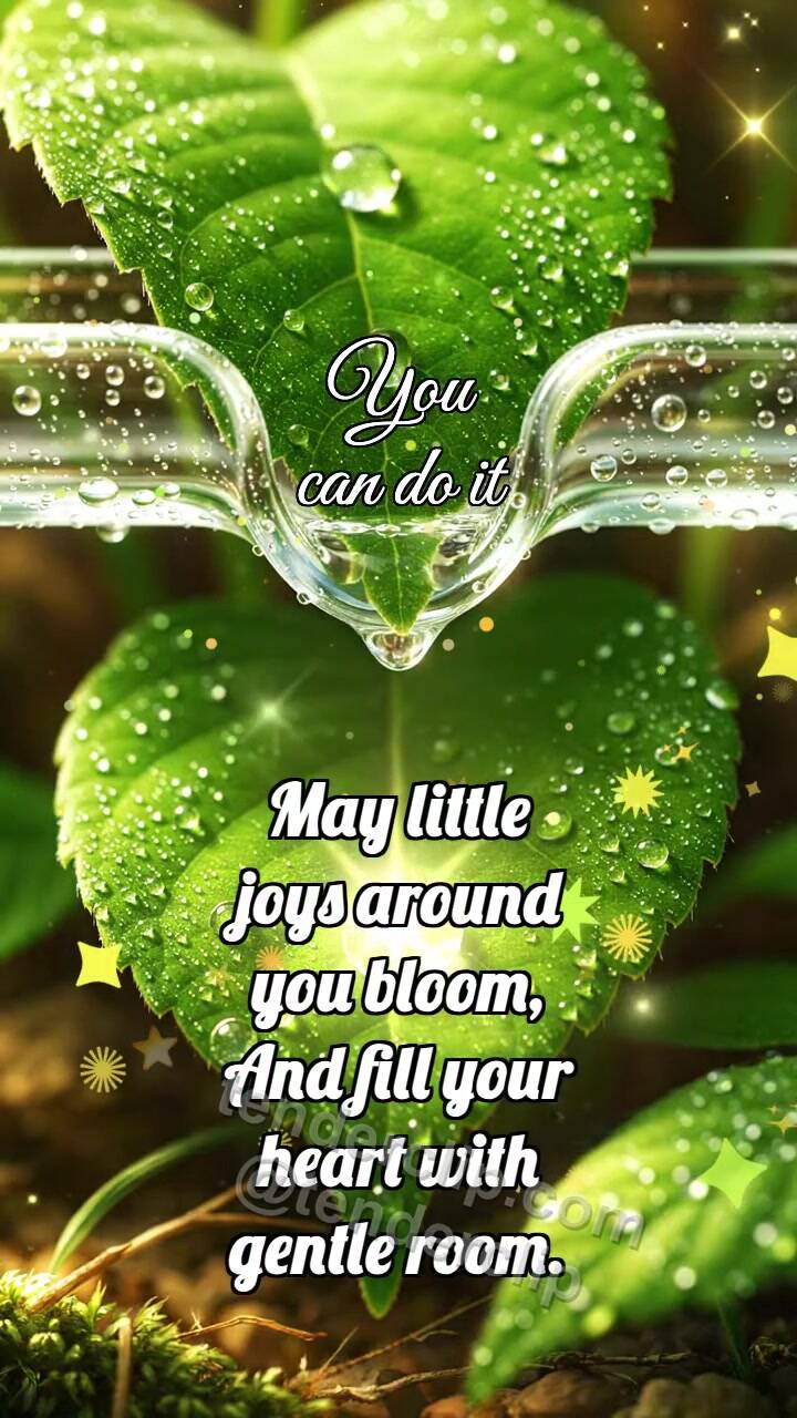 Animated greeting card about You can do it: Glass Gutter Gathers Dewdrops