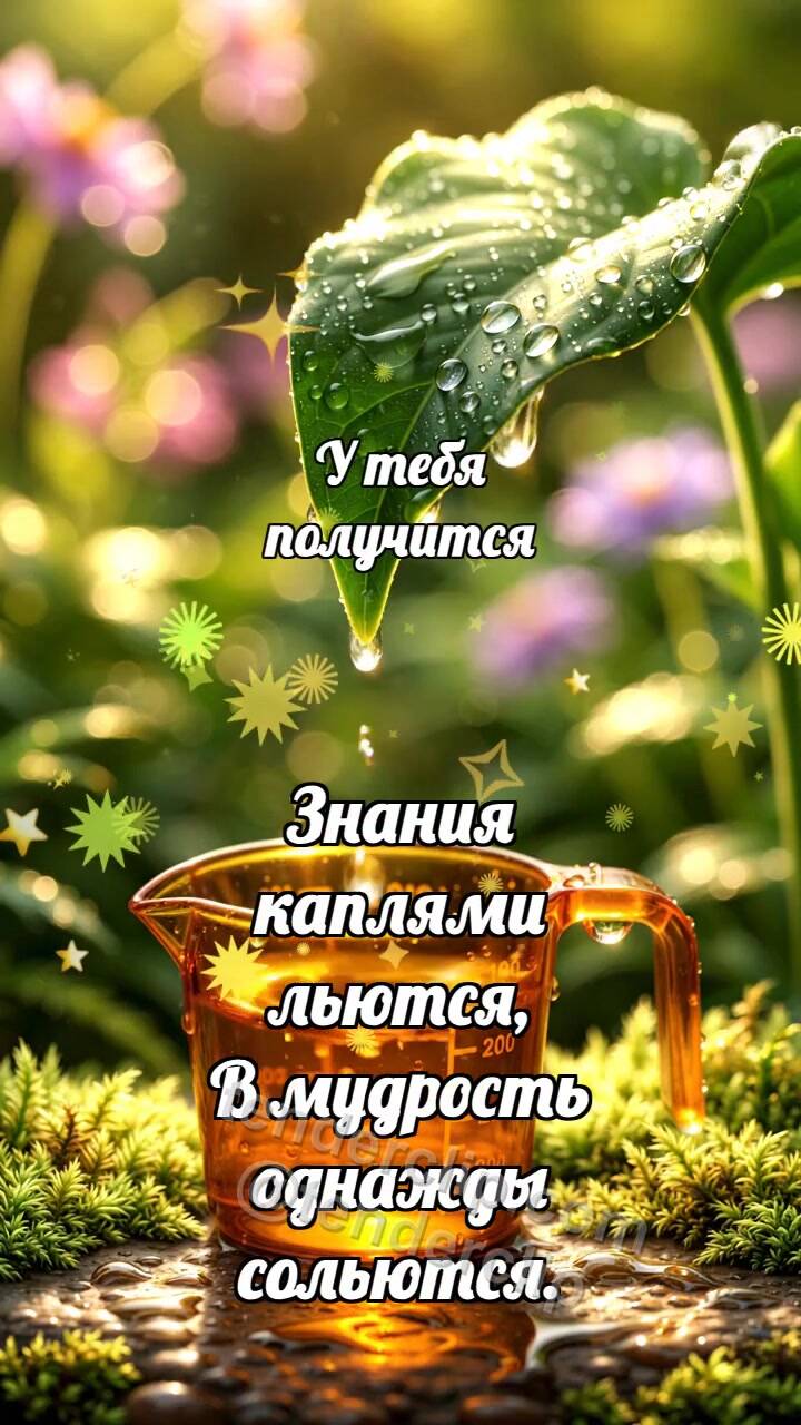 Анимационная открытка на тему У тебя получится: Янтарный мерник считает росинки