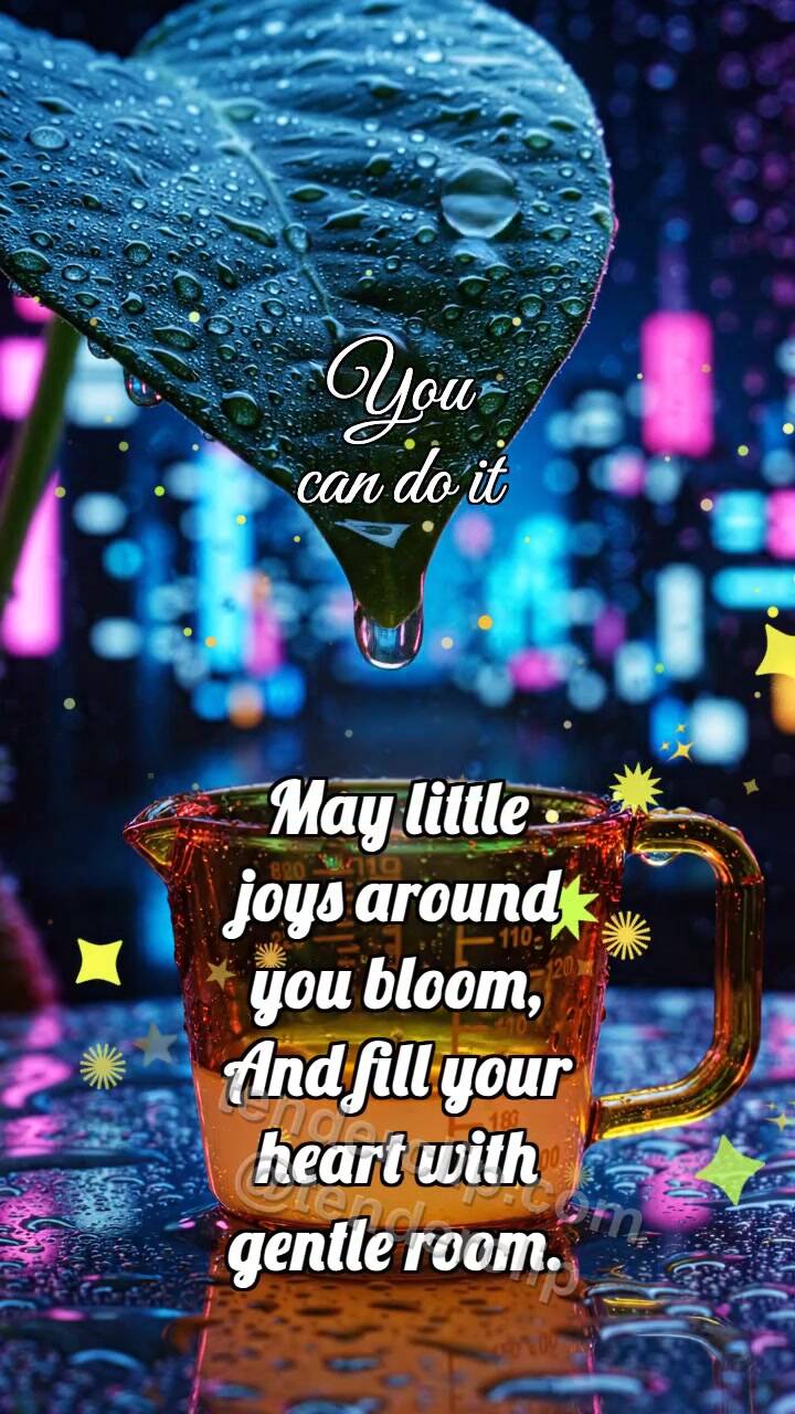 Animated greeting card about You can do it: Amber Measure Counts Dew