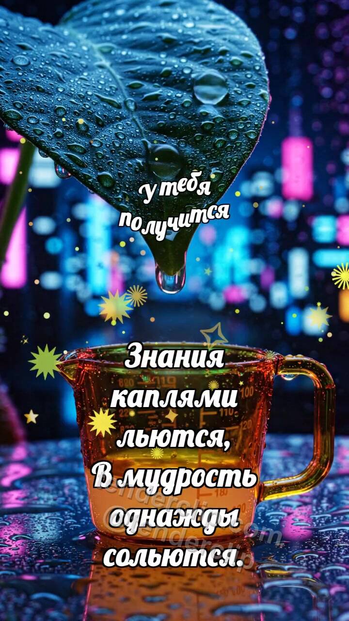 Анимационная открытка на тему У тебя получится: Янтарный мерник считает росинки