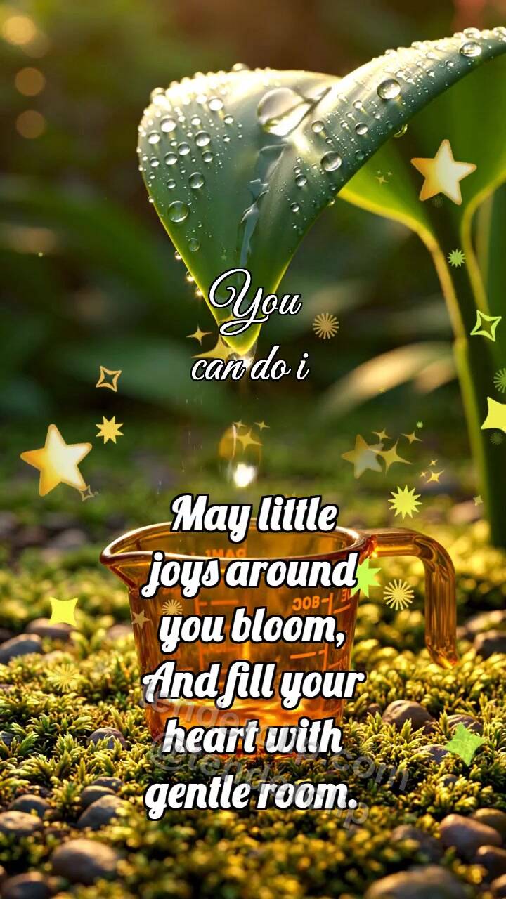 Animated greeting card about You can do it: Amber Measure Counts Dew