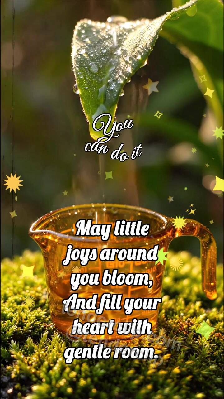 Animated greeting card about You can do it: Amber Measure Counts Dew