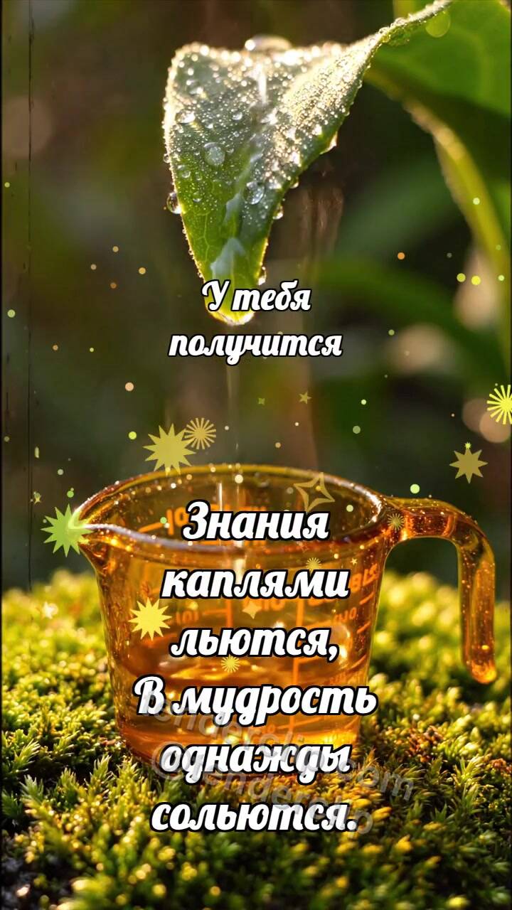 Анимационная открытка на тему У тебя получится: Янтарный мерник считает росинки