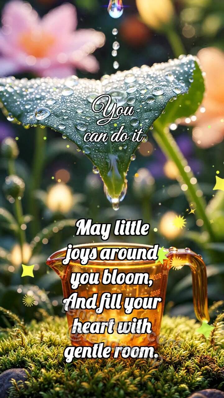 Animated greeting card about You can do it: Amber Measure Counts Dew