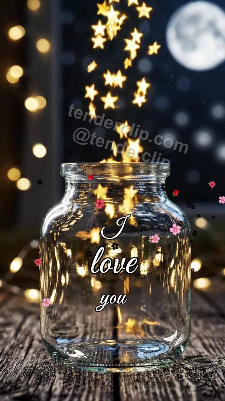 Animated greeting card about I love you: Star Jar