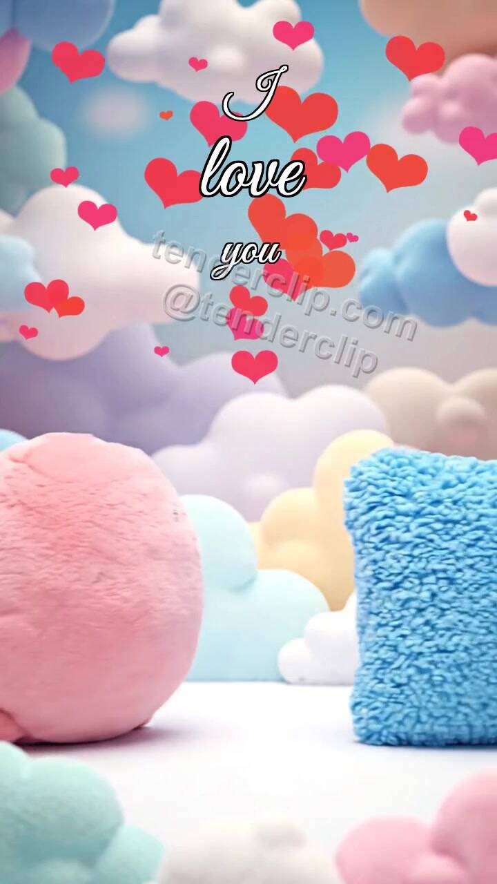 Animated greeting card about I love you: Pillow Hug