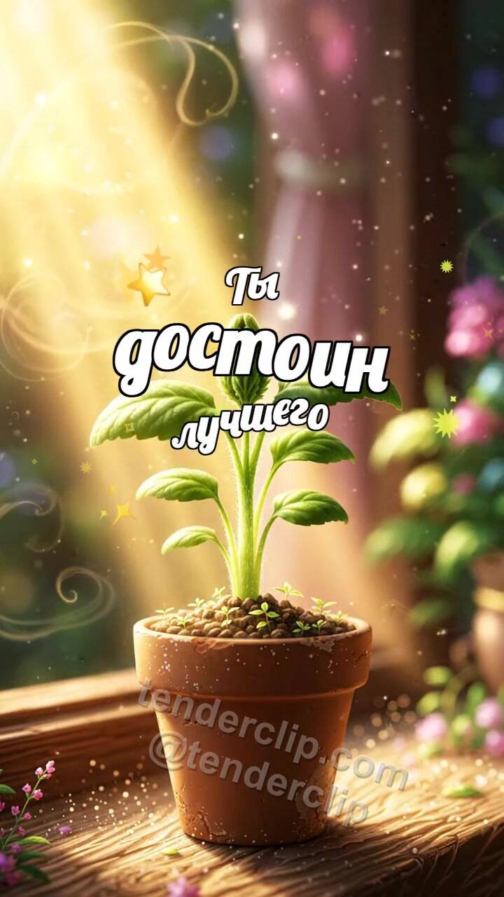 Анимационная открытка на тему Ты достоин лучшего: Росток тянется к свету