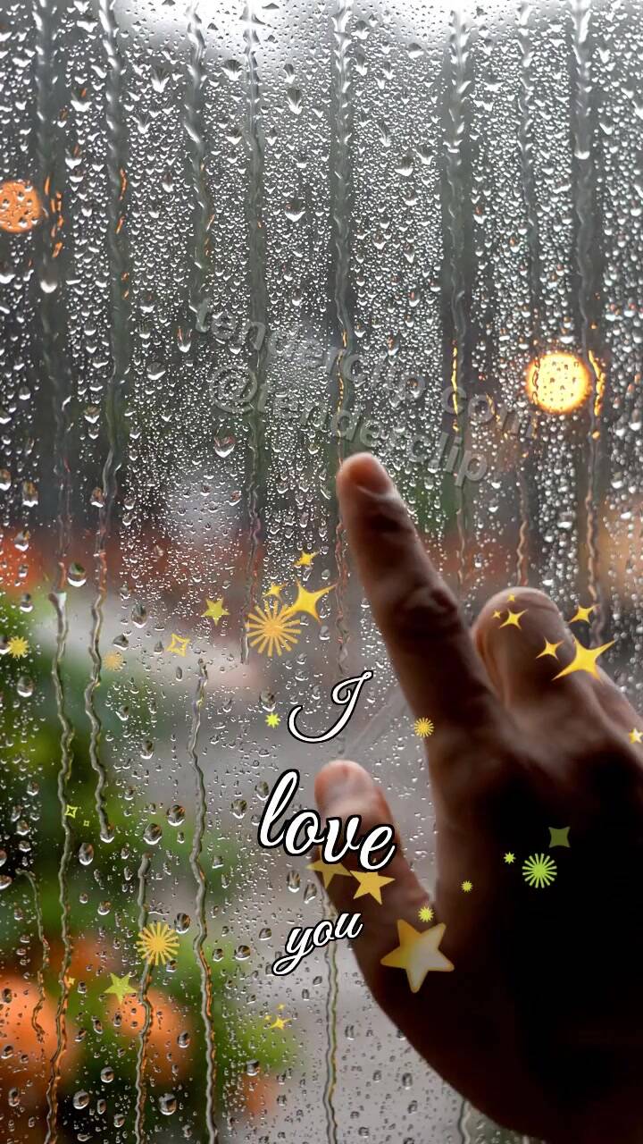 Animated greeting card about I love you: Rainy Window Touch