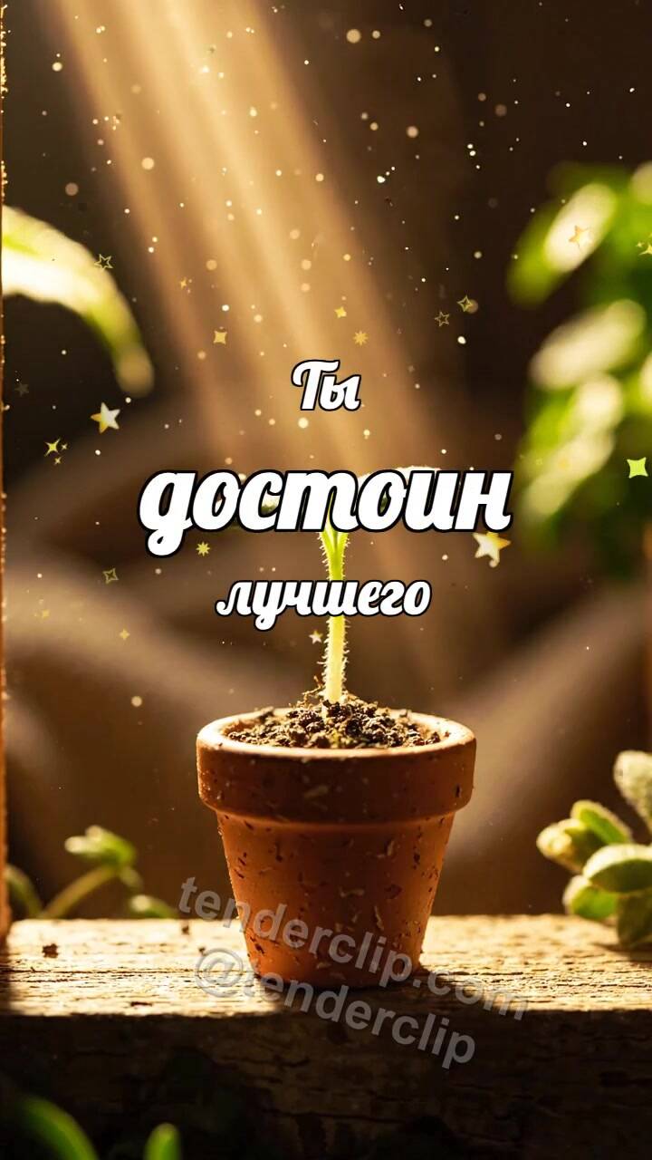 Анимационная открытка на тему Ты достоин лучшего: Росток тянется к свету