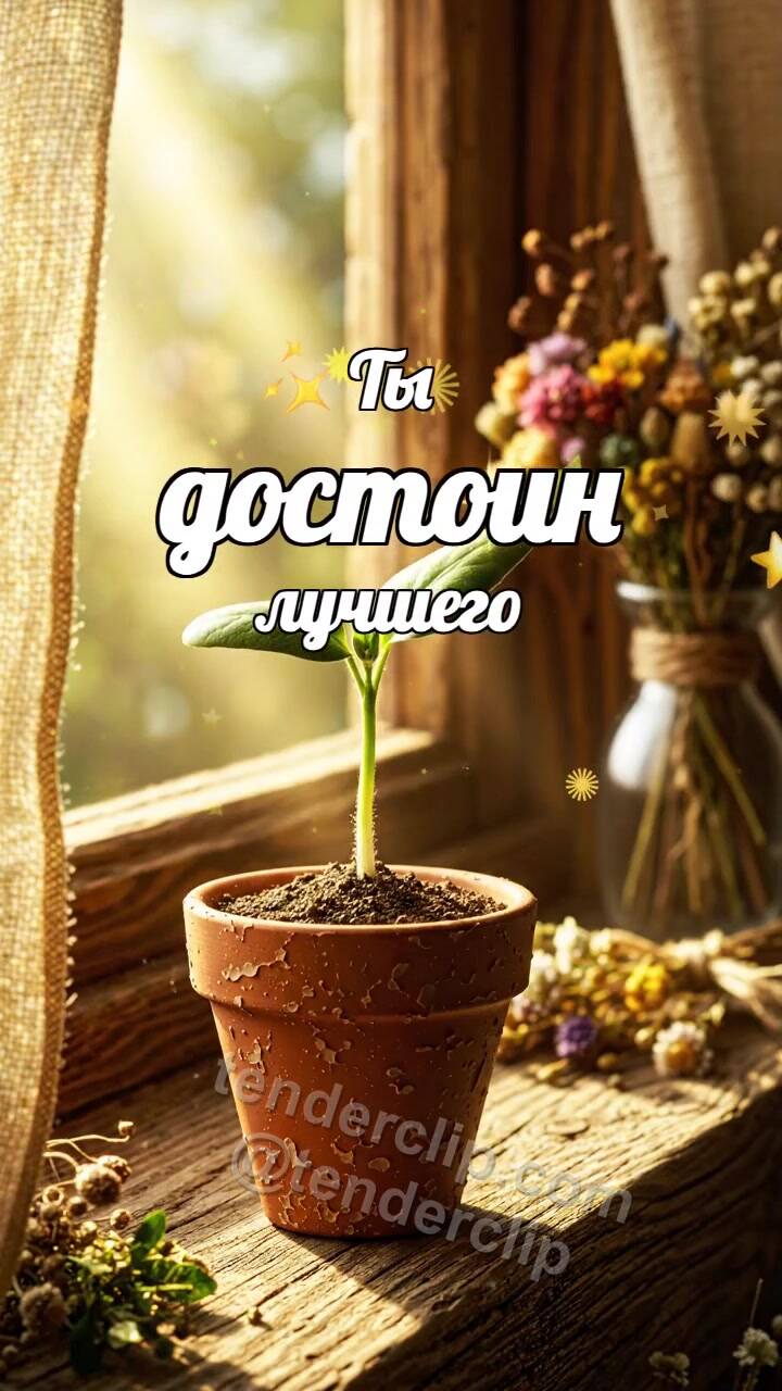Анимационная открытка на тему Ты достоин лучшего: Росток тянется к свету
