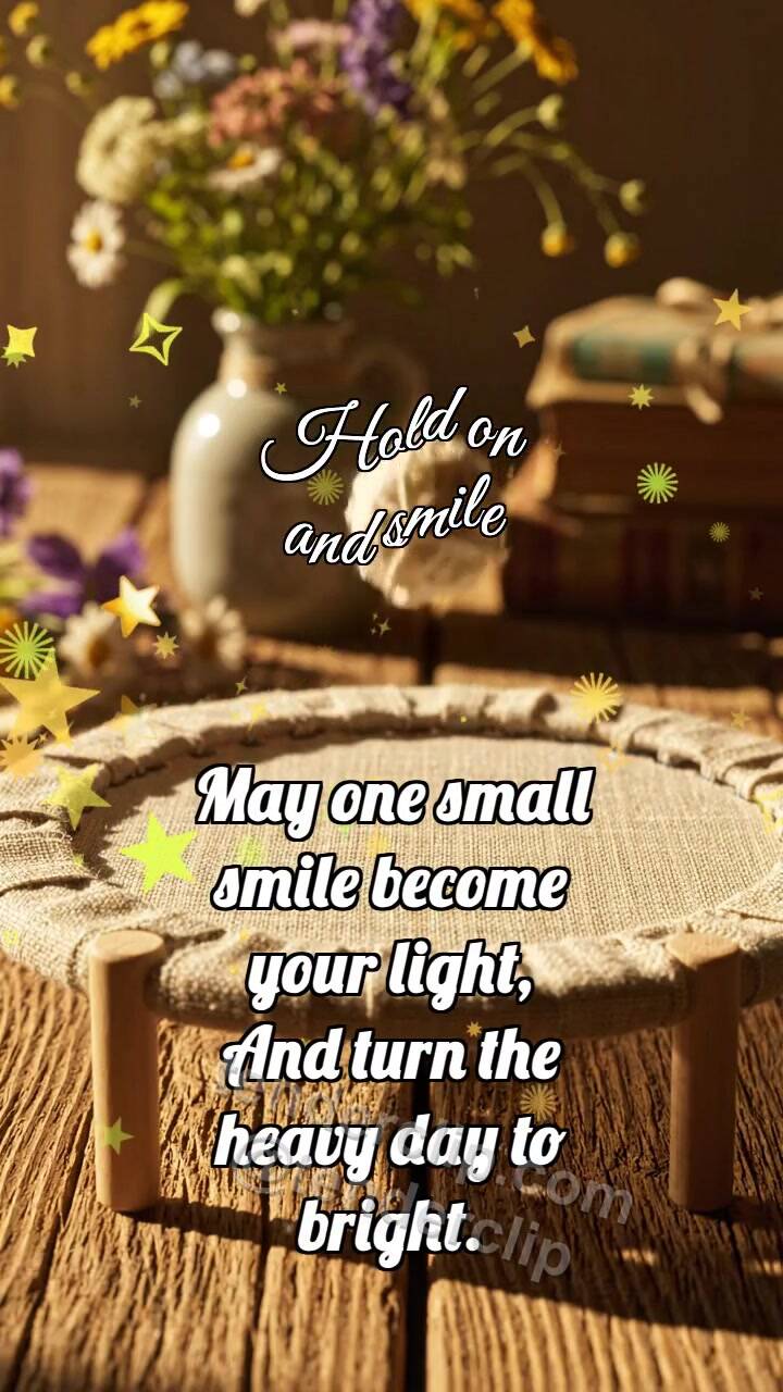 Animated greeting card about Hold on and smile: Trampoline Lifts Ball