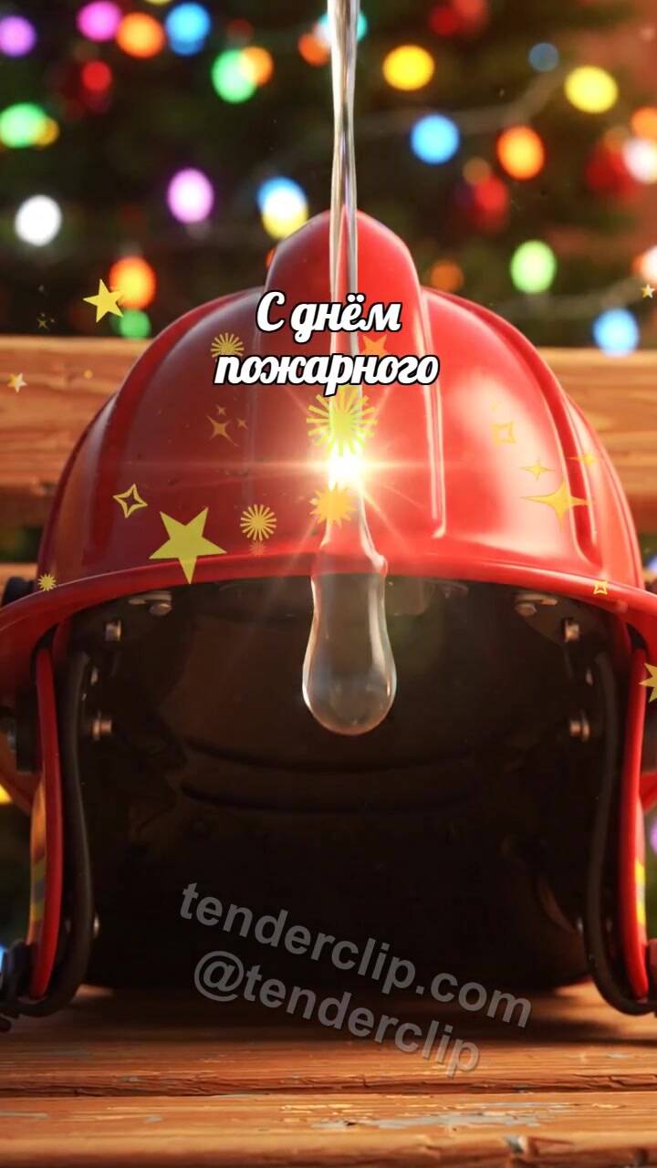 Анимационная открытка на тему С днём пожарного: Капля блестит на шлеме