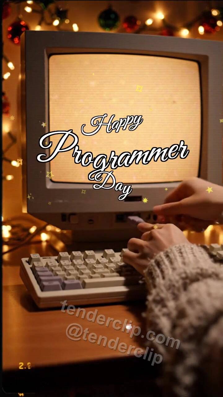 Animated greeting card about Happy Programmer Day: Cable Wakes Screen