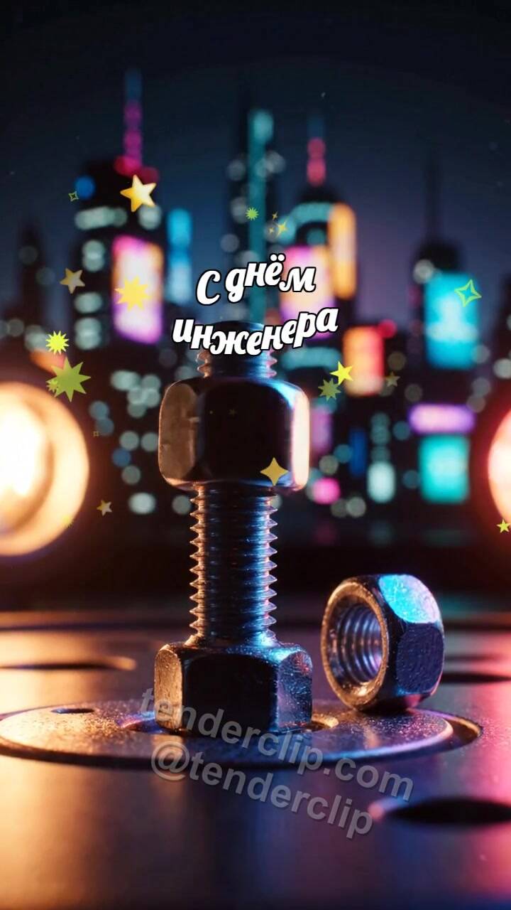 Анимационная открытка на тему С днём инженера: Гайка садится точно