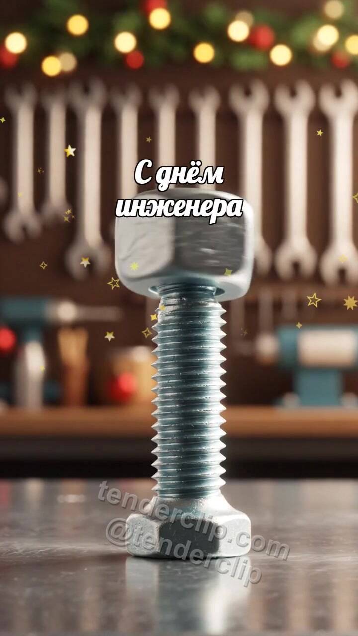 Анимационная открытка на тему С днём инженера: Гайка садится точно