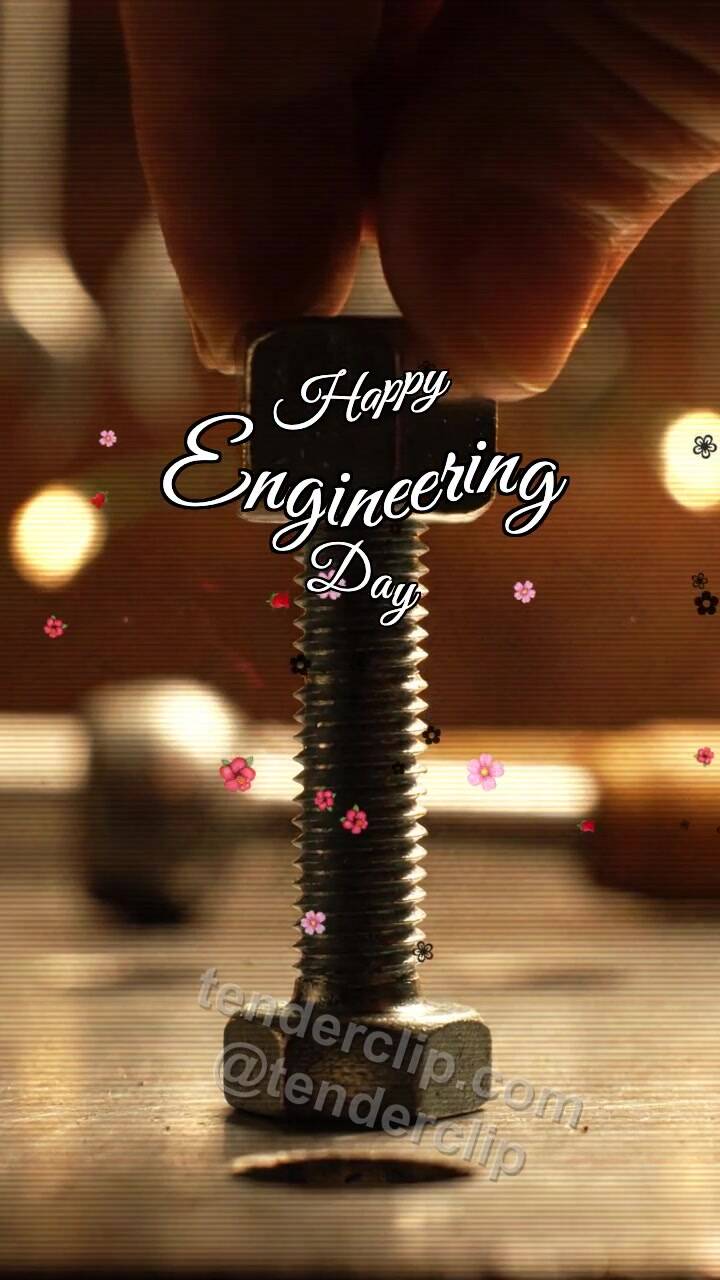 Animated greeting card about Happy Engineering Day: Bolt Fits Perfectly