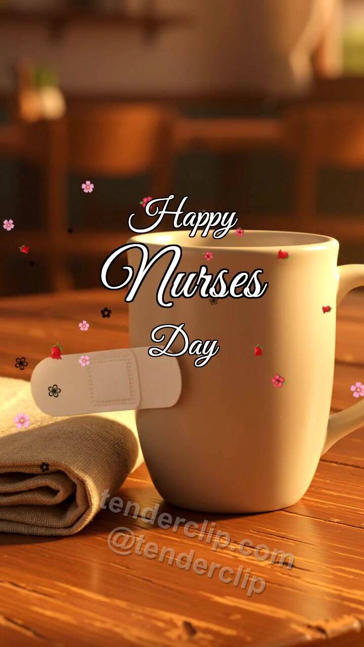 Animated greeting card about Happy Nurses Day: Bandage Hugs Mug