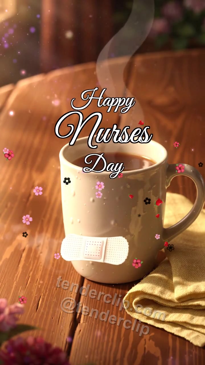 Animated greeting card about Happy Nurses Day: Bandage Hugs Mug