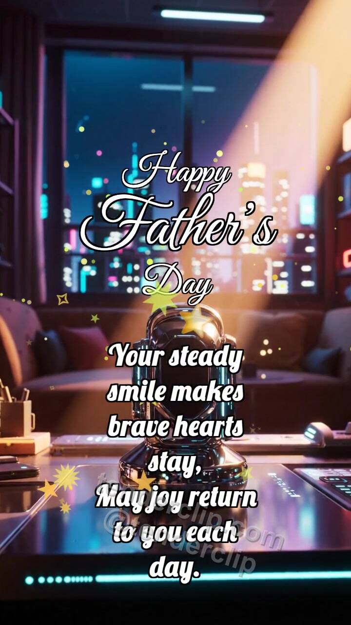 Animated greeting card about Happy Father’s Day: Sunbeam Finds Object