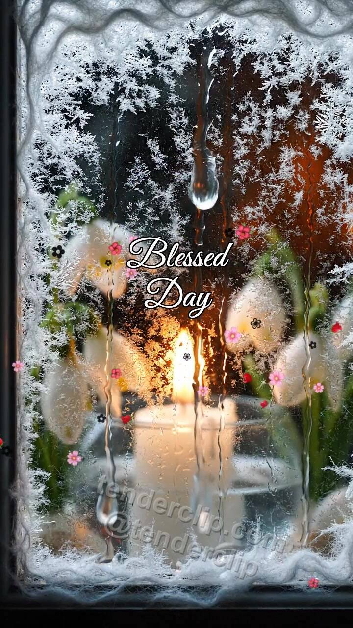 Animated greeting card about Blessed Day: rain clears into warm light