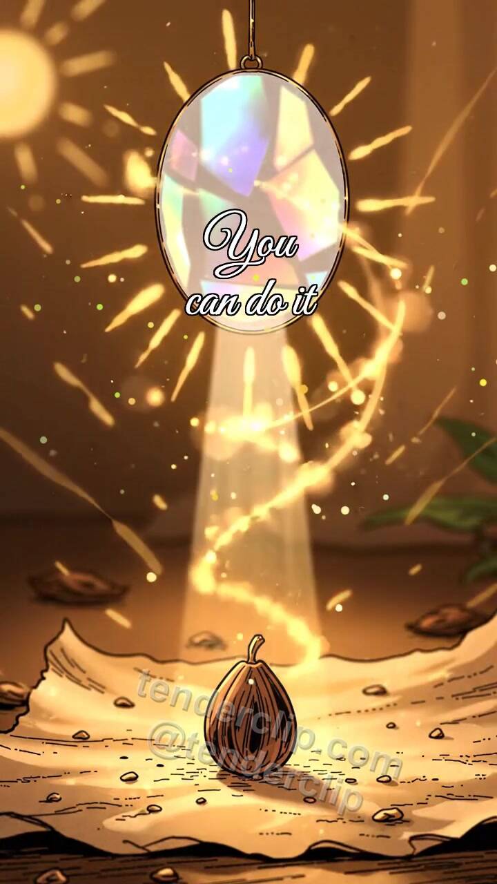 Animated greeting card about You can do it: Opal Frame Focuses Beam