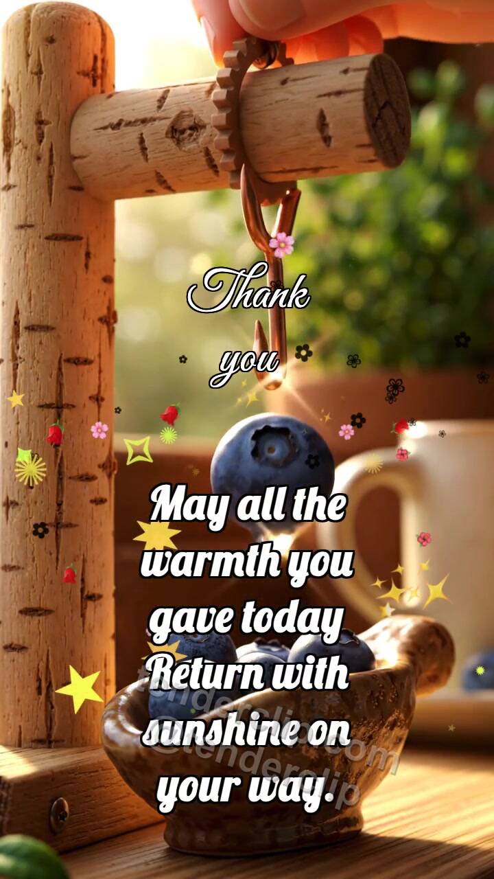 Animated greeting card about Thank you: Alder Hoist Lifts Blueberry