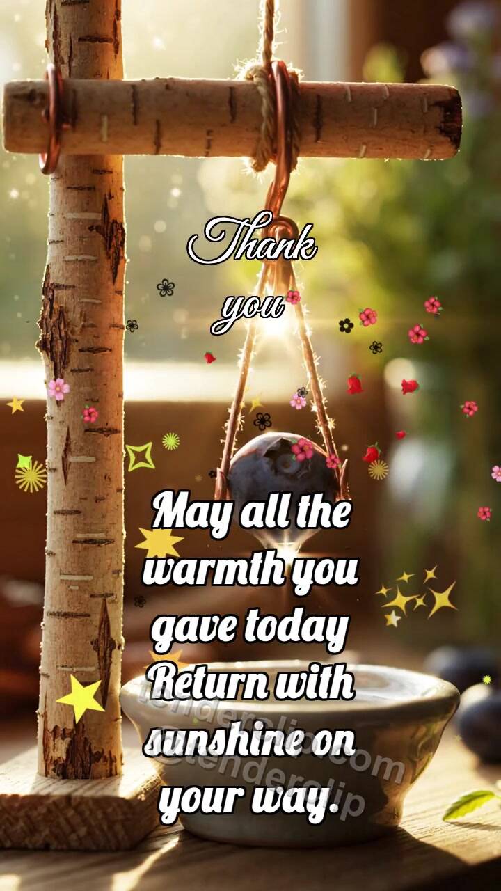 Animated greeting card about Thank you: Alder Hoist Lifts Blueberry