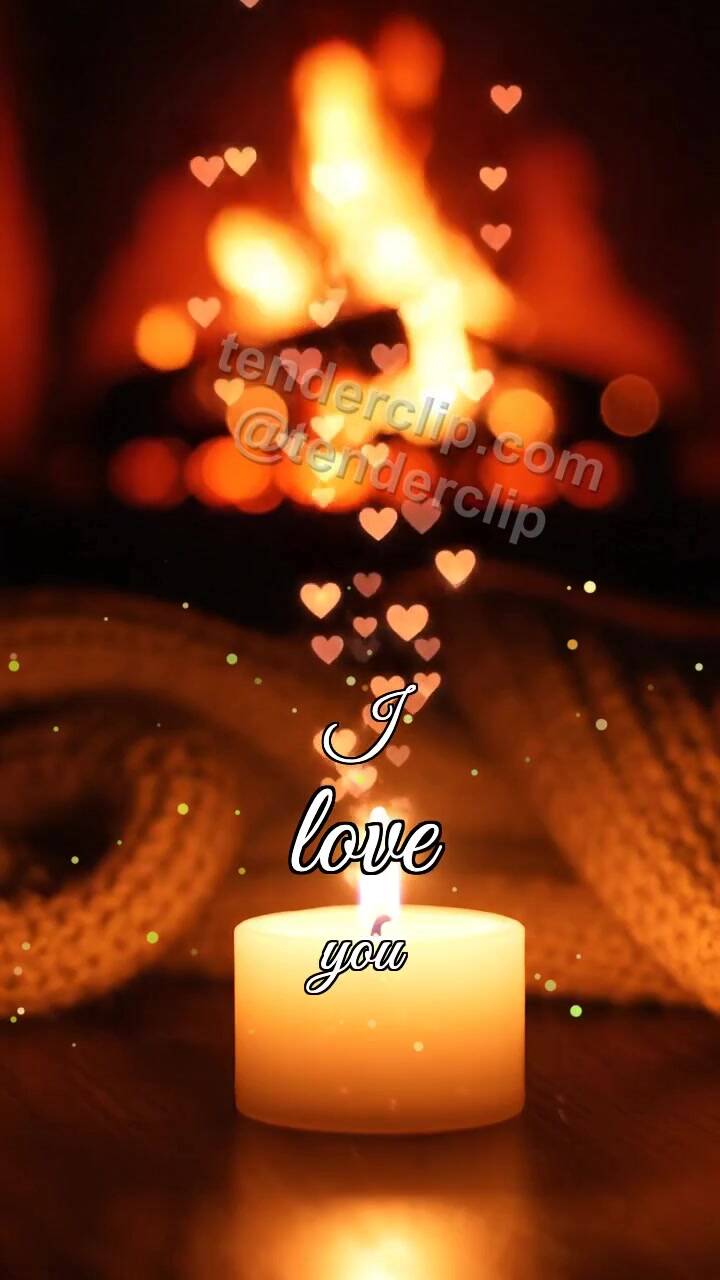 Animated greeting card about I love you: Candle Heart Glow