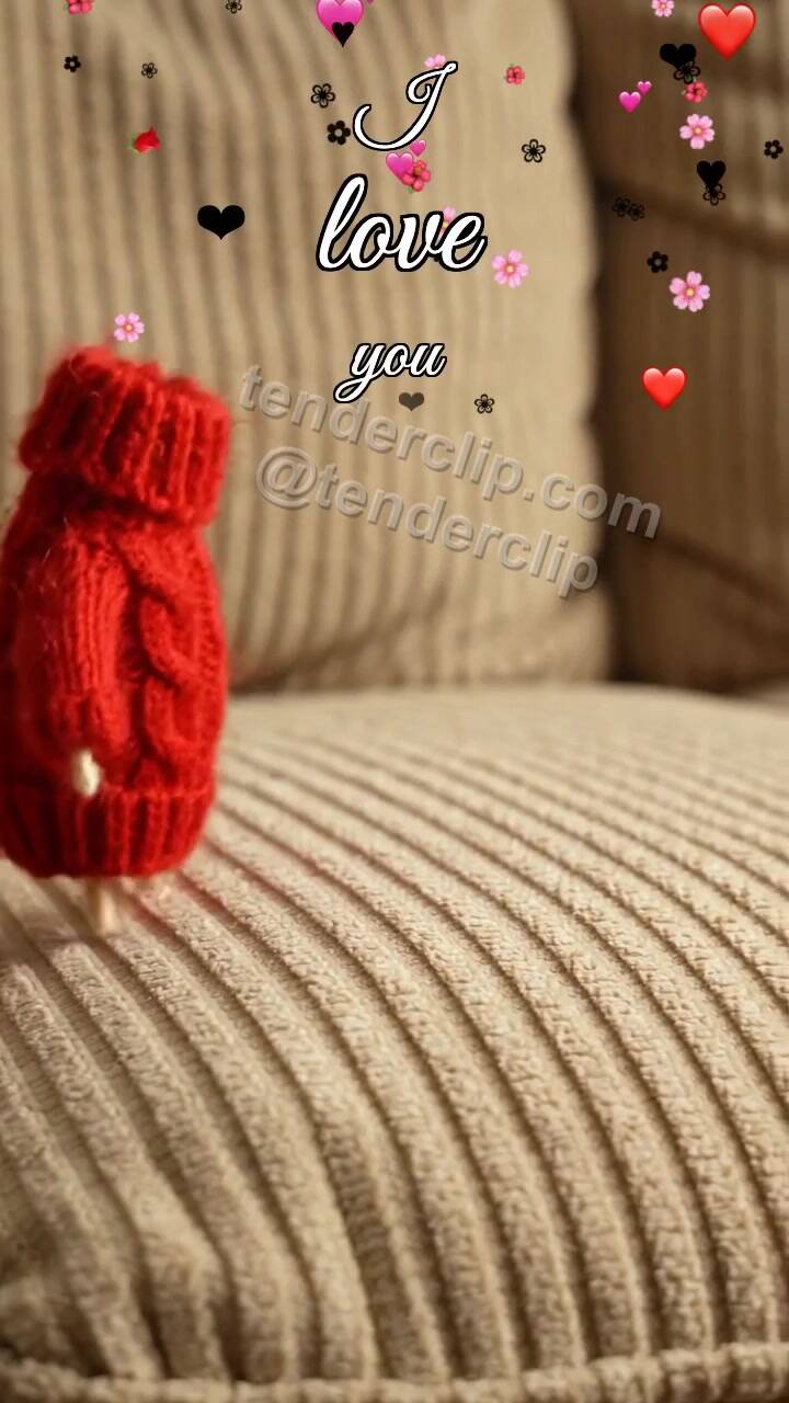 Animated greeting card about I love you: Tiny Sweater Hug