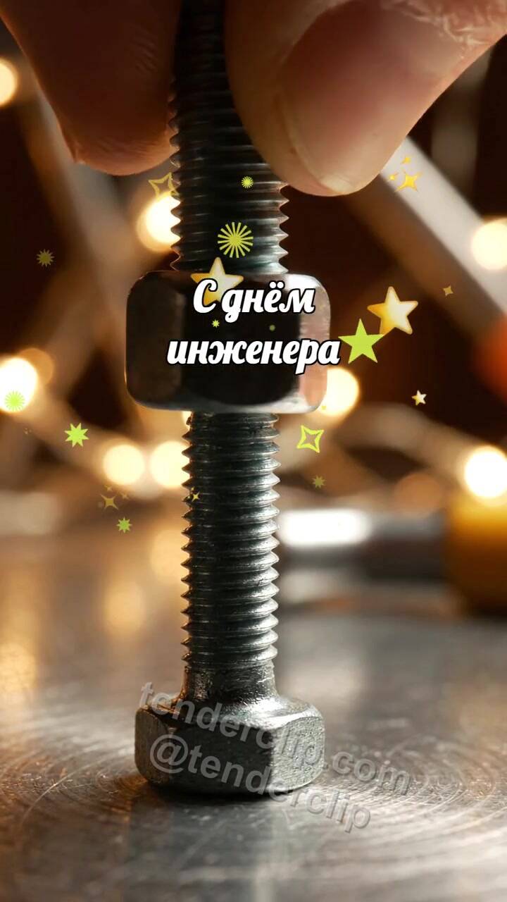 Анимационная открытка на тему С днём инженера: Гайка садится точно