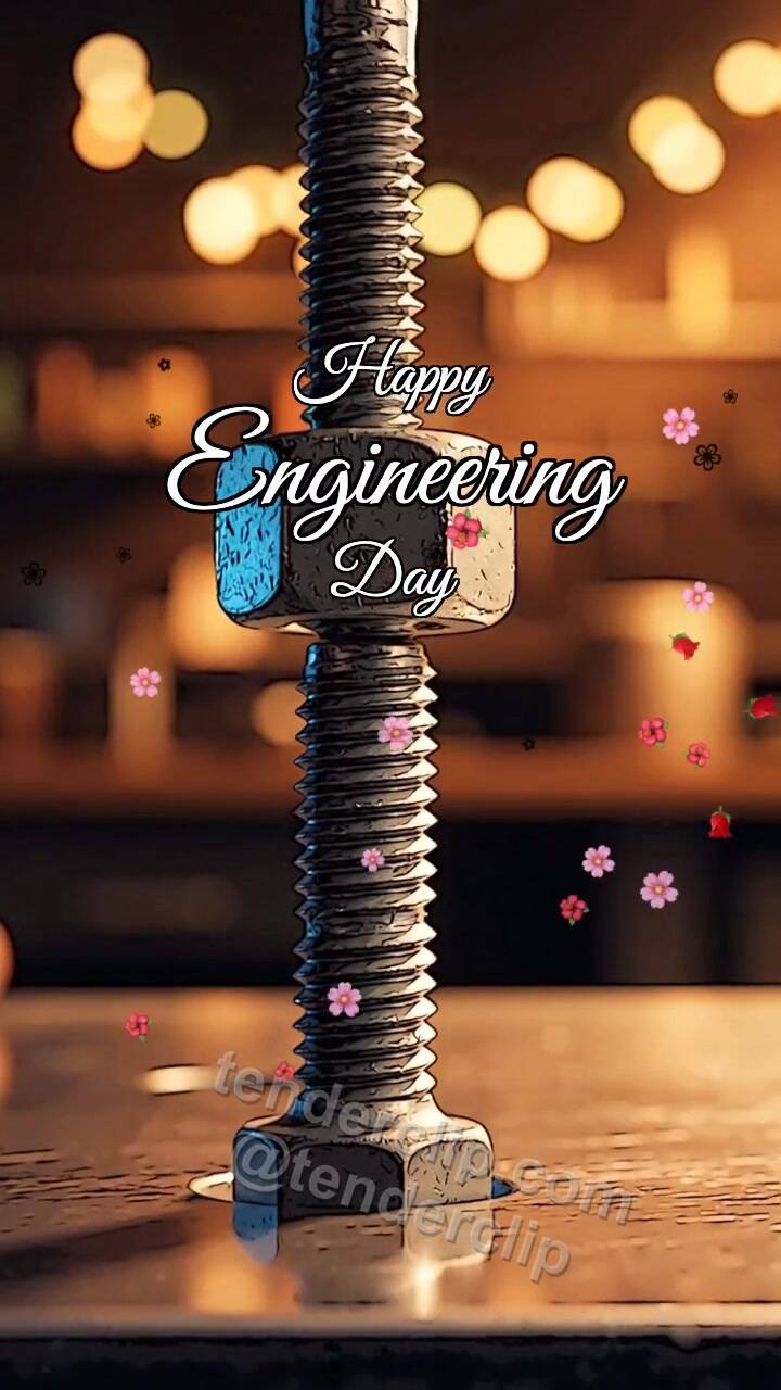 Animated greeting card about Happy Engineering Day: Bolt Fits Perfectly