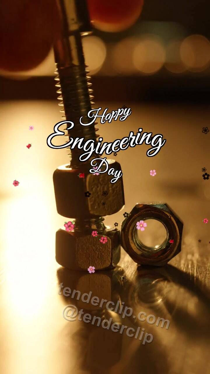 Animated greeting card about Happy Engineering Day: Bolt Fits Perfectly