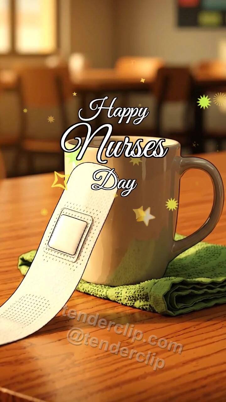 Animated greeting card about Happy Nurses Day: Bandage Hugs Mug
